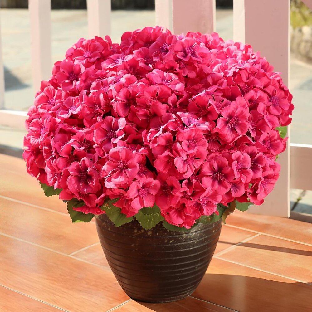 6-Bundles Rose Red Artificial Silk Flowers Porch Garden Balcony Home Decoration